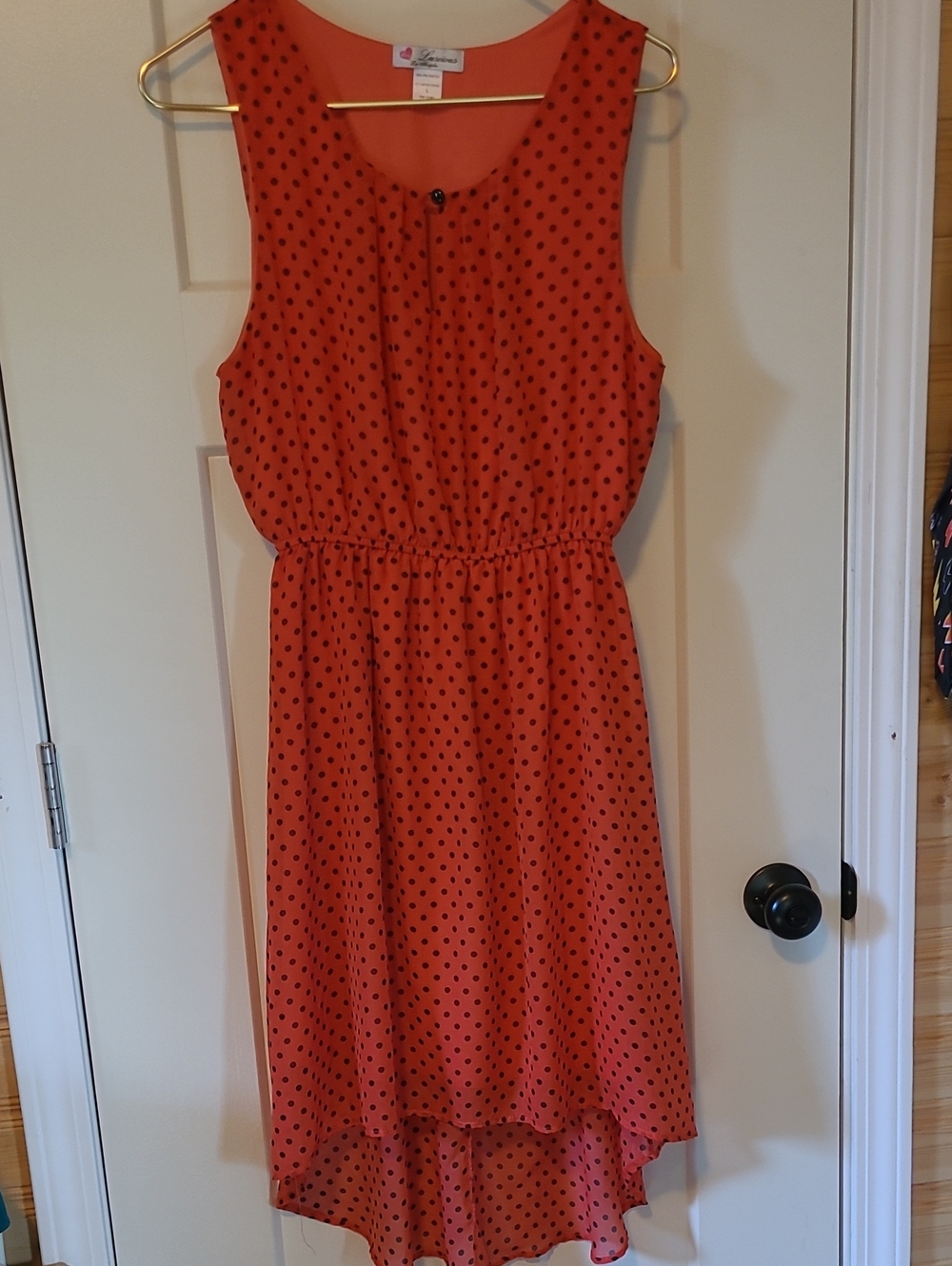 Love Coral Polka Dot Sleeveless High-Low Dress
